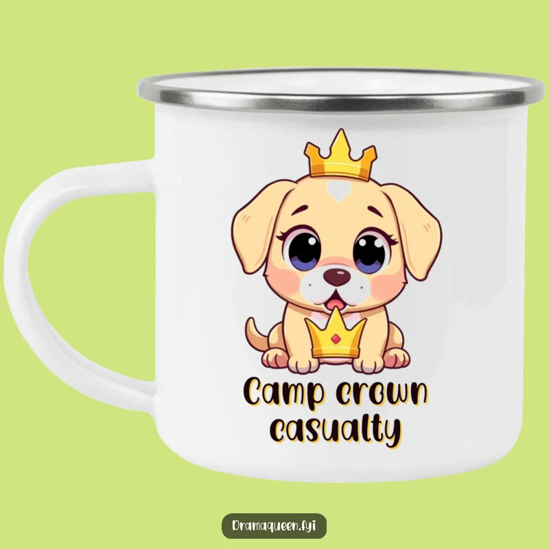 Funny Surprised Puppy Camping Mug: Royal Oops, Expressive Eyes, Outdoor Gift