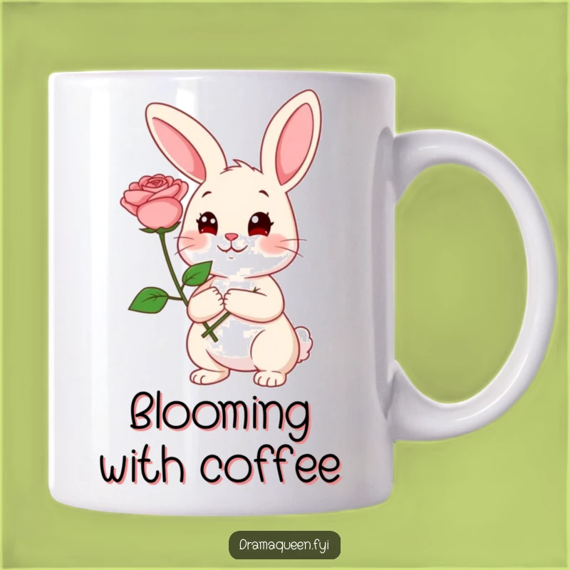 Funny Rabbit Rose Mug: Coy Expression, Romantic & Funny Gift for Lovers