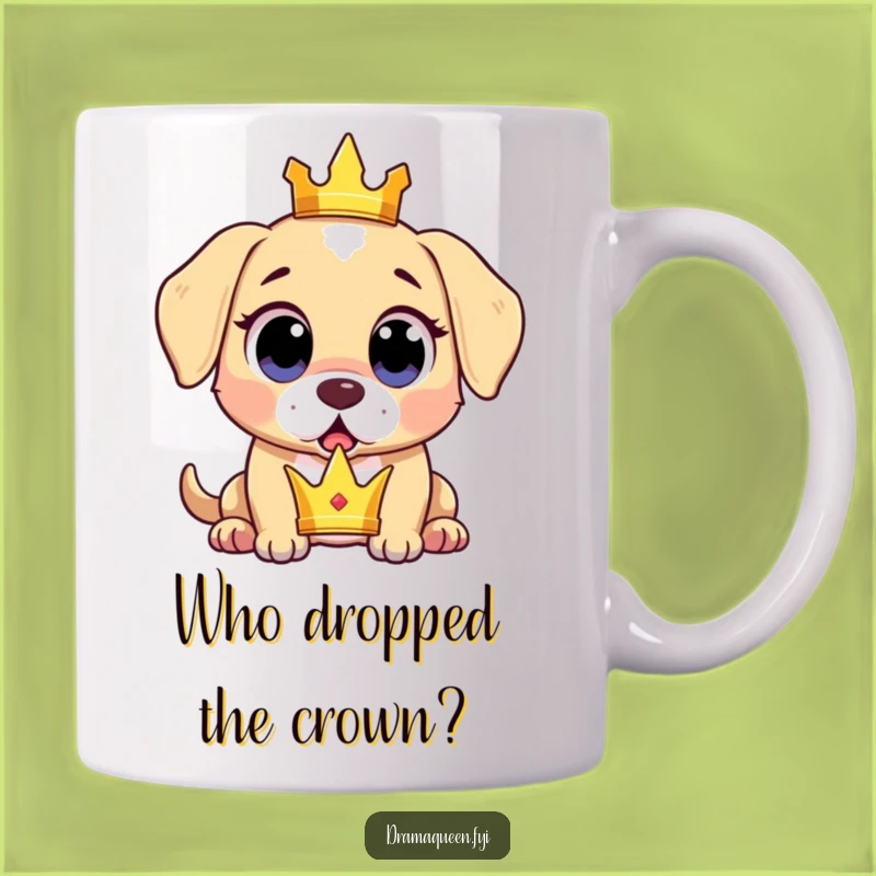 Funny Surprised Puppy Mug: Dropped Crown, Wide Eyes, Perfect Funny Gift