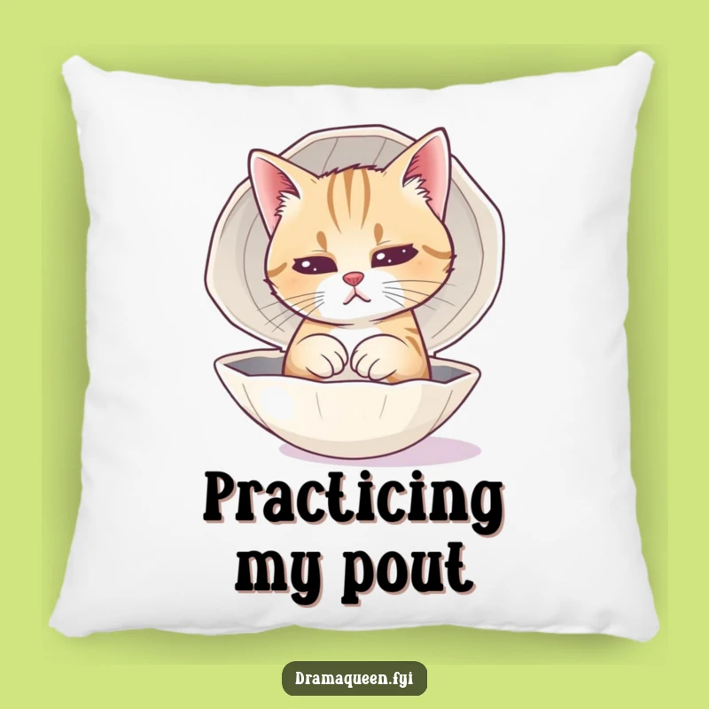 Funny Cat Sad Face Pillow - Comfy Dramatic Feline Decor
