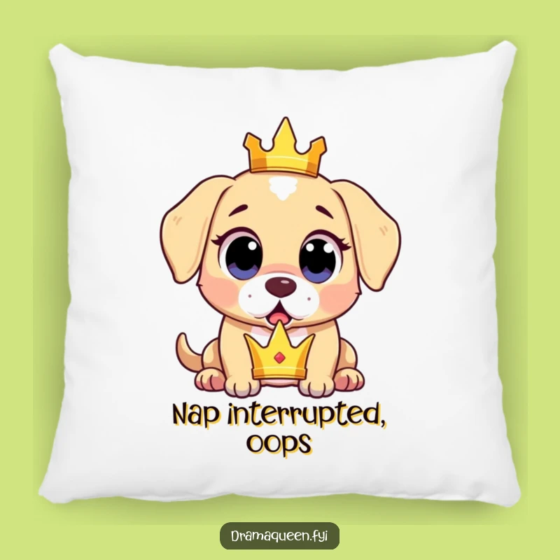 Funny Surprised Puppy Pillow: Cozy Surprise, Crown Moment, Sweet Accent