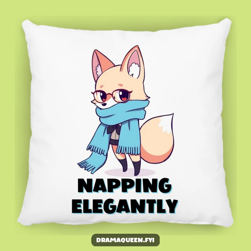 Funny Fashion Fox Scarf Pillow: Chic Cozy Accent, Perfect Funny Gift