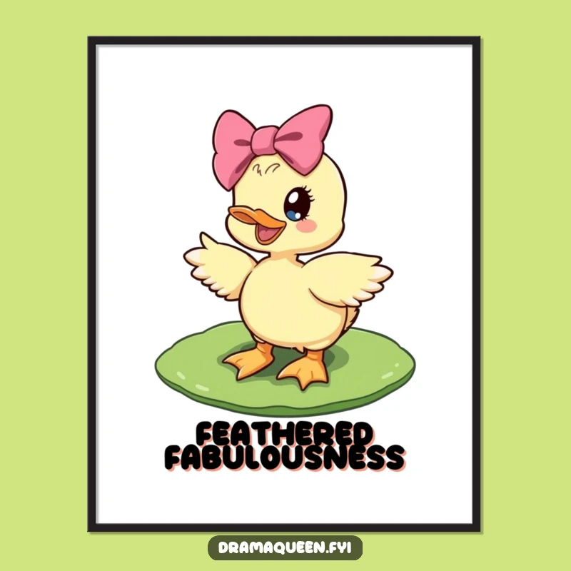 Funny Diva Duckling Digital Art: Lily Pad Glamour, Instant Decor