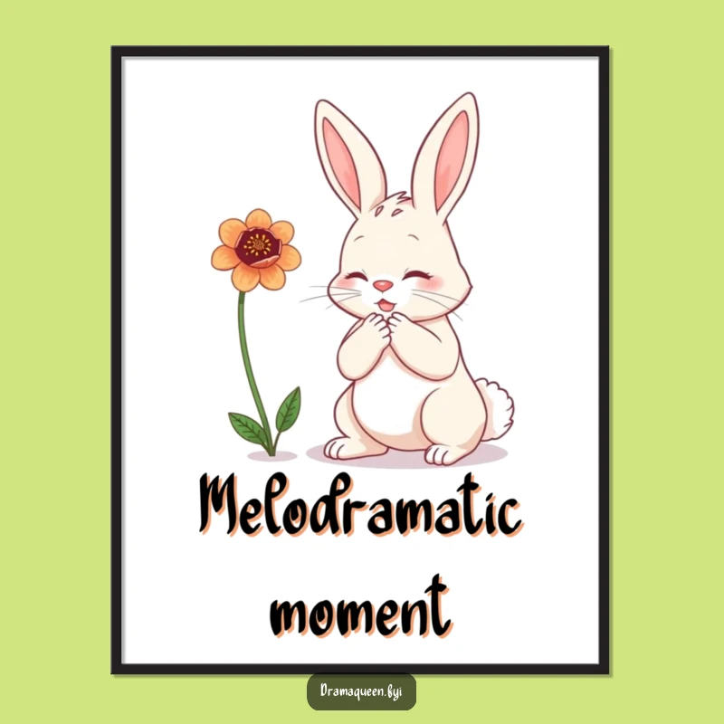 Funny Bunny Flower Digital Art - High-Quality Dramatic Art, Printable Funny Gift