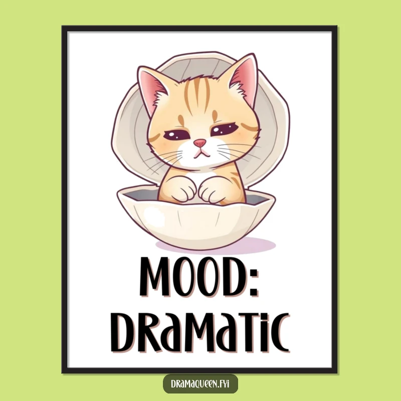 Funny Cat Sad Face Digital Art - Dramatic Feline Print