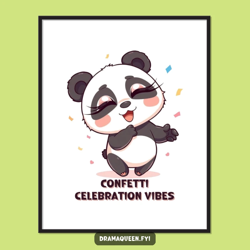 Funny Panda Confetti Digital Print: Exaggerated Flair Panda, Instant Humorous Art Gift