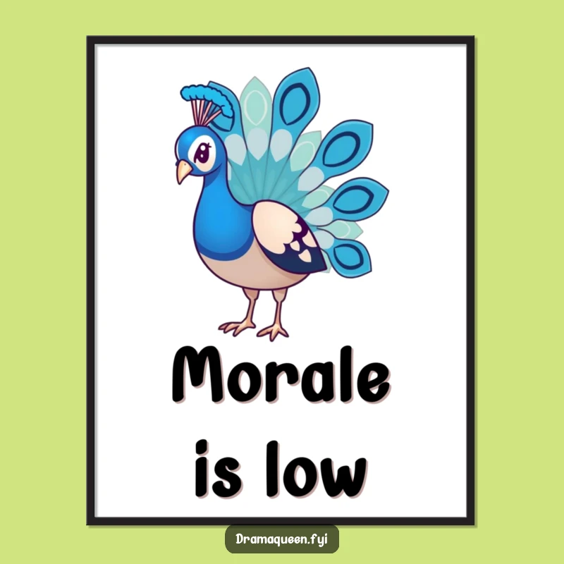 Funny Peacock Sadness Digital Art - Hilarious Dejected Bird Decor