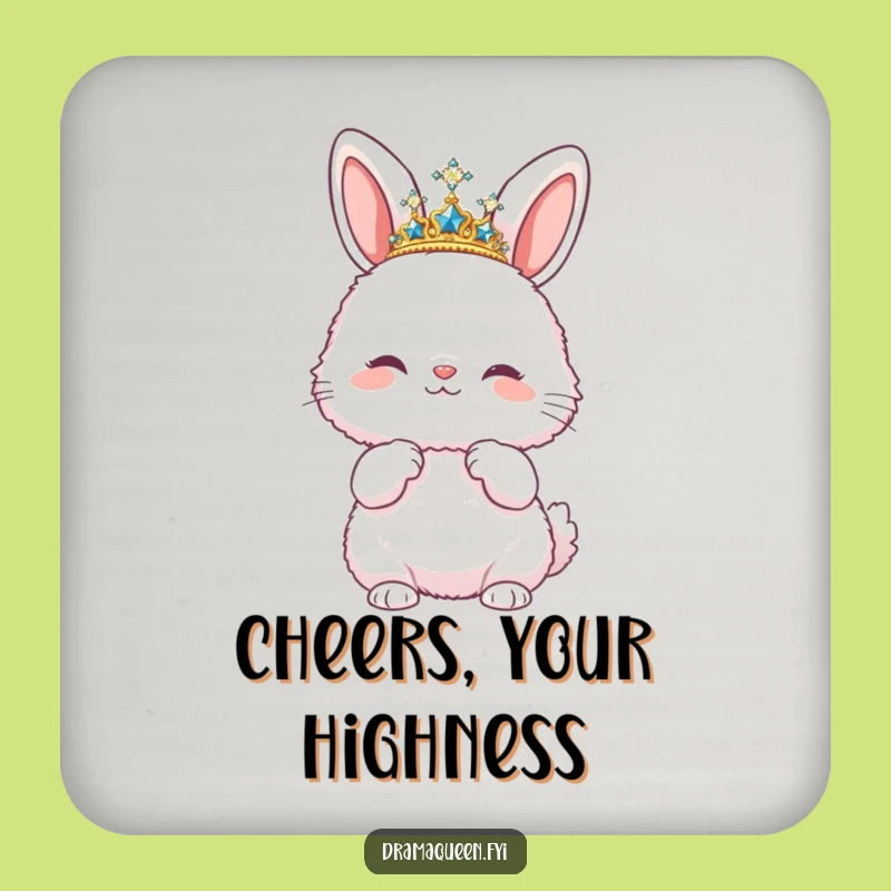 Funny Bunny Diva Drink Coaster: Sparkly Tiara Pose Table Protector Gift