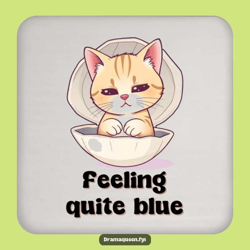 Funny Cat Sad Face Coaster - Protect Surfaces with Feline Drama