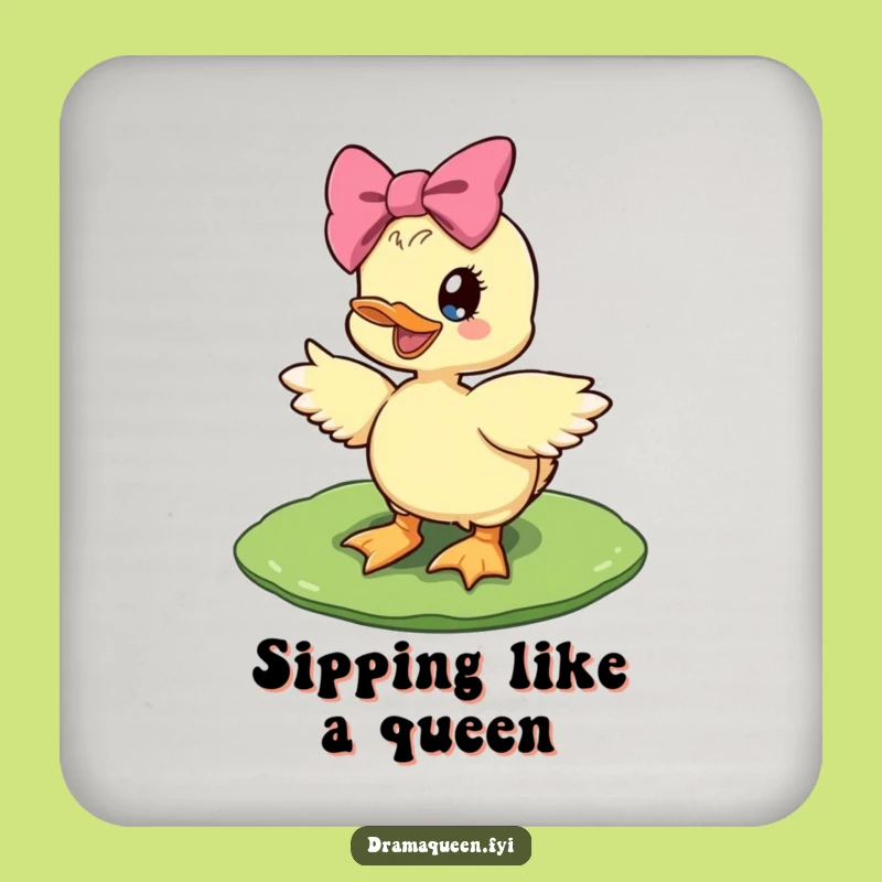 Funny Diva Duckling Coaster: Lily Pad Chic, Giant Bow Art