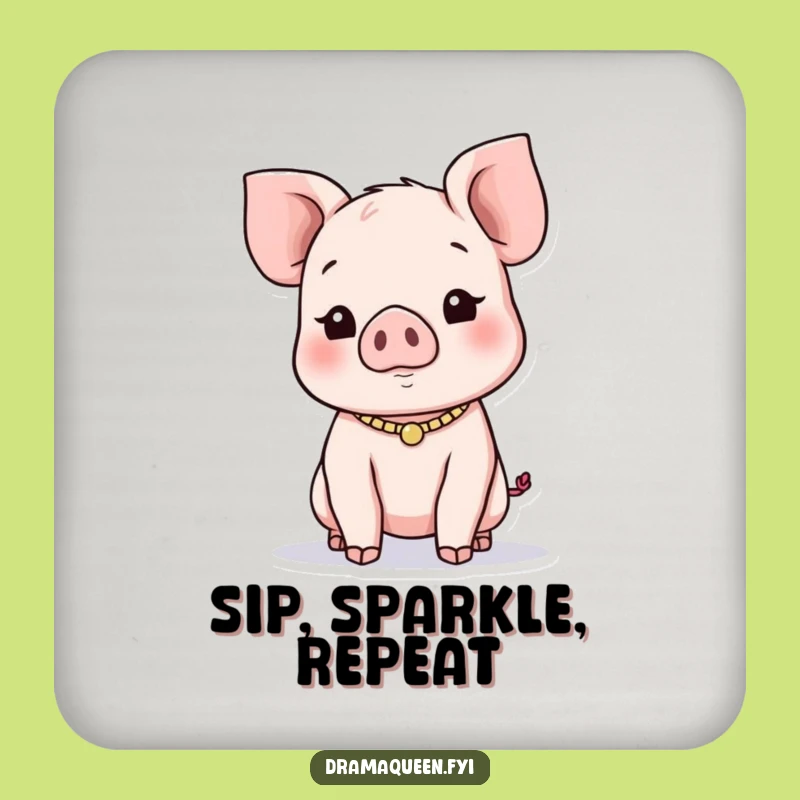 Funny Piglet Necklace Drink Coaster: Protect Surfaces with Cute Animal Art, Funny Gift