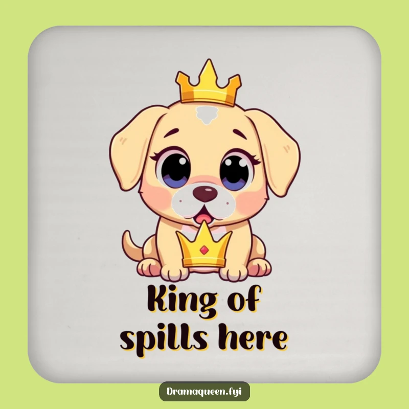 Funny Surprised Puppy Coaster: Protect Surfaces, Crown Drop Art