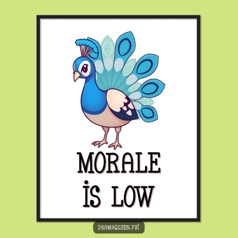 Funny Peacock Sadness Poster - Hilarious Dejected Bird Wall Art