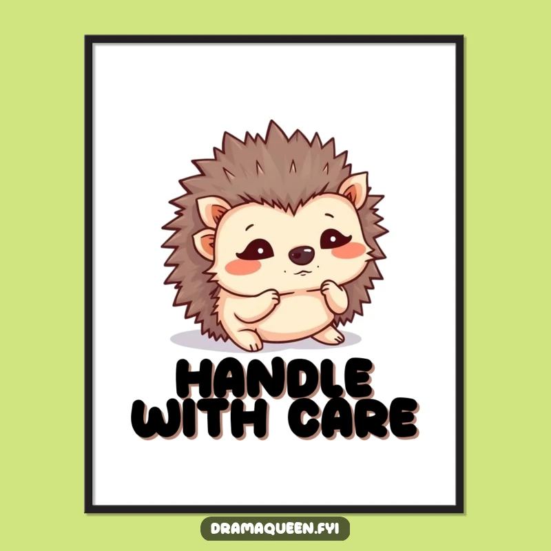 Funny Hedgehog Poster - Flustered Quill Shaking Hedgehog Art, Whimsical and Hilarious Decor