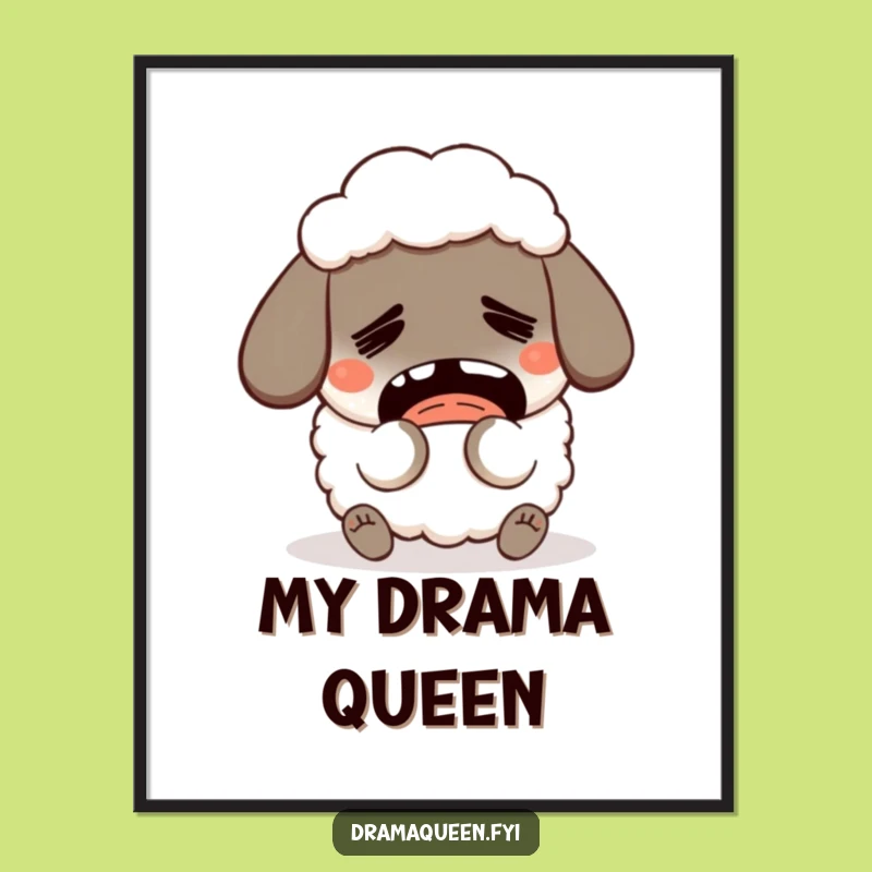 Funny Fainting Sheep Poster: Dramatic Humor Art, Unique Funny Gift