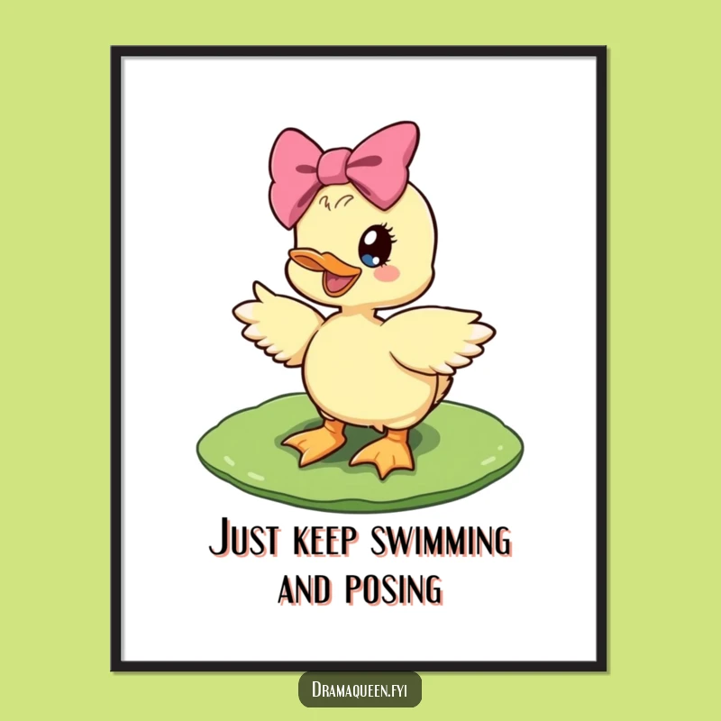 Free Printable Diva Duckling Wall Art - Glam Posing Downloadable Decor