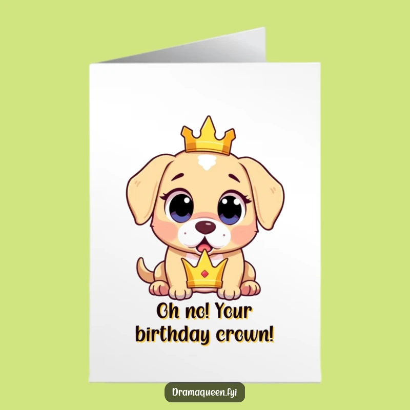 Free Printable Surprised Puppy Birthday Card - Dropped Crown Downloadable Greeting