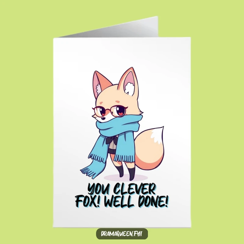 Free Printable Congrats Card: Fashionable Fox, Stylish Pose, Downloadable Chic Gift