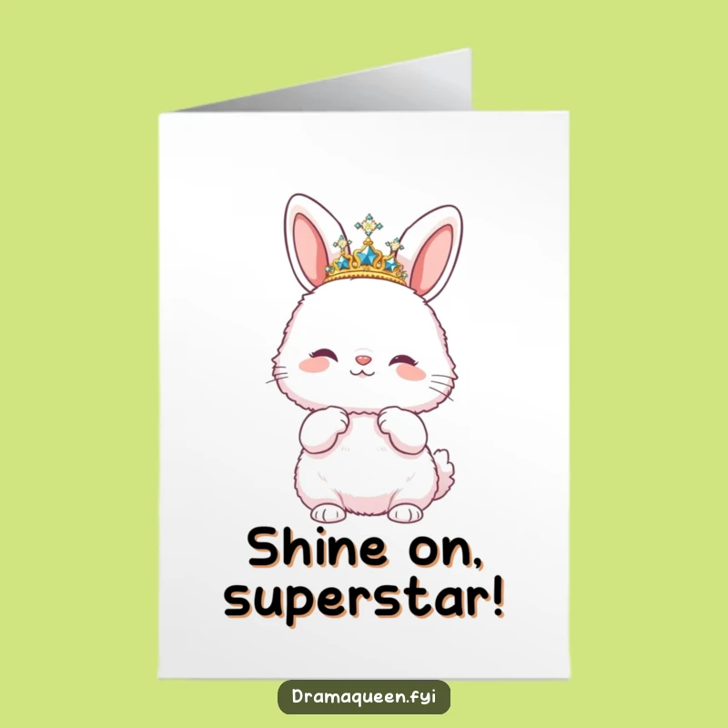 Free Printable Congrats Card: Bunny Tiara Diva - Funny Downloadable Celebration
