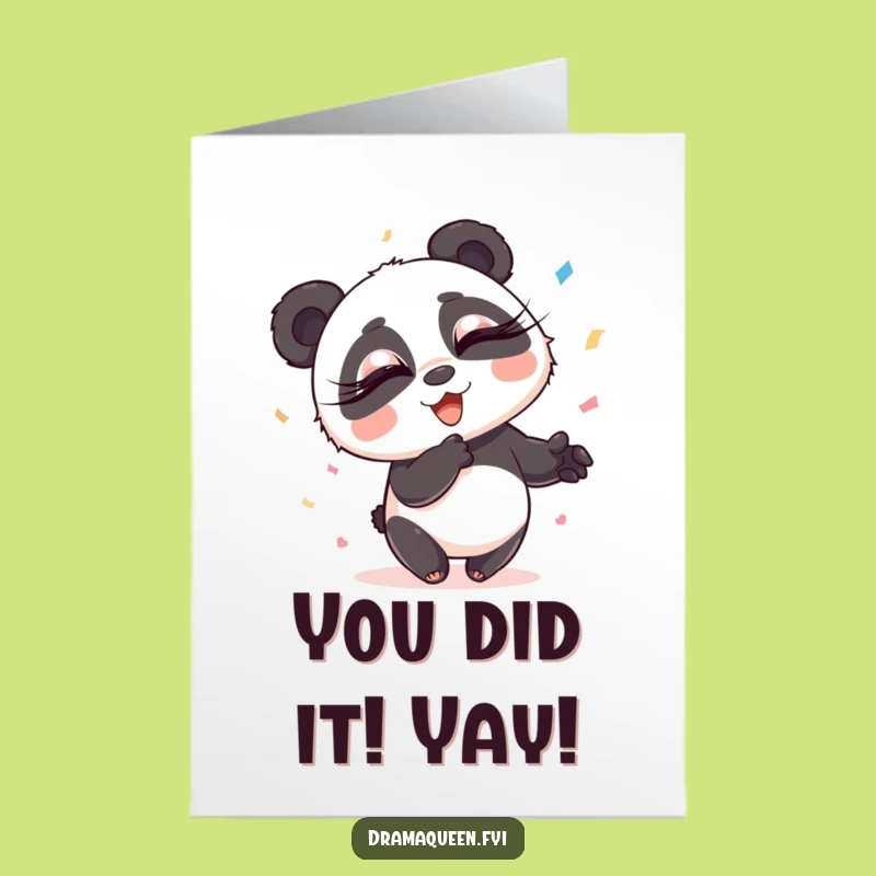 Free Printable Panda Congrats Card: Funny Eyelash Panda Confetti Celebration Downloadable Gift