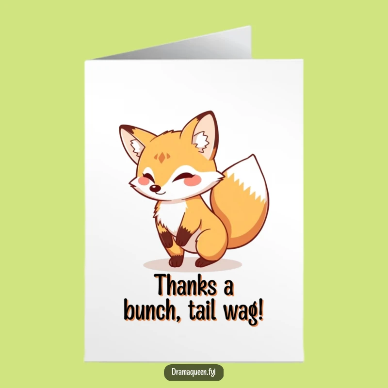 Free Printable Fox Thank You Card: Proud Tail Swish, Funny Downloadable for Gratitude