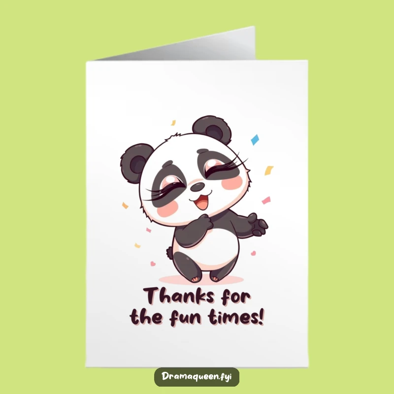 Free Printable Panda Thank You Card: Funny Eyelash Panda Confetti Appreciation Downloadable