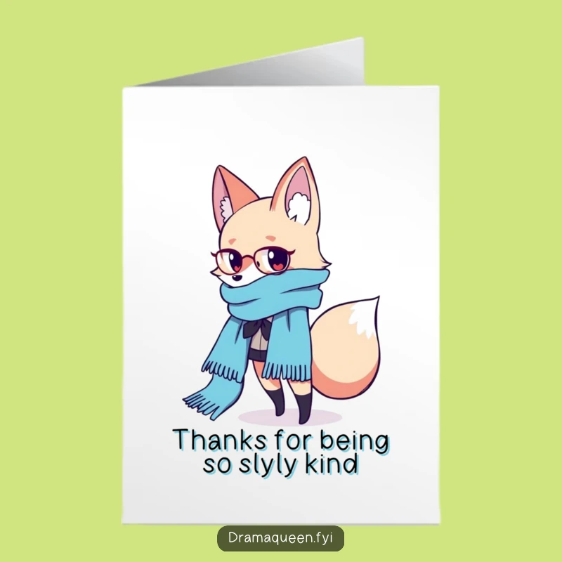Free Printable Thank You Card: Fashionable Fox, Graceful Style, Downloadable Chic Gift