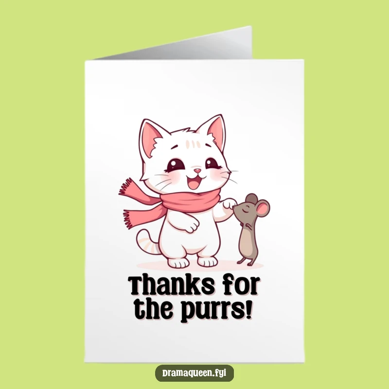 Free Printable Kitten Thank You Card: Funny Scarf Cat Toy Appreciation Downloadable