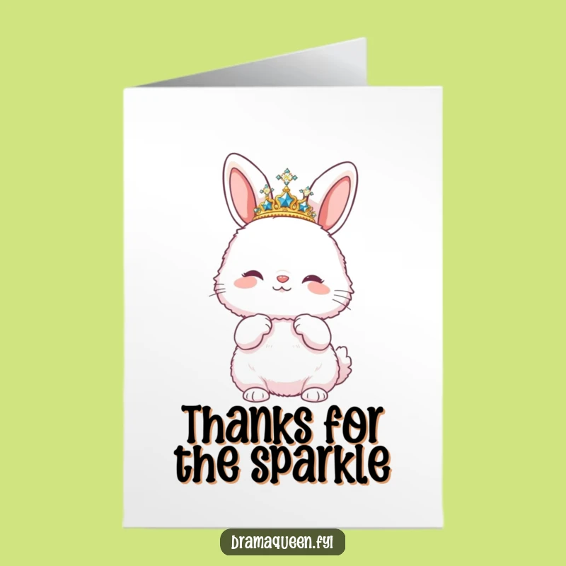 Free Printable Thank You Card: Bunny Tiara Pose - Funny Downloadable Gift