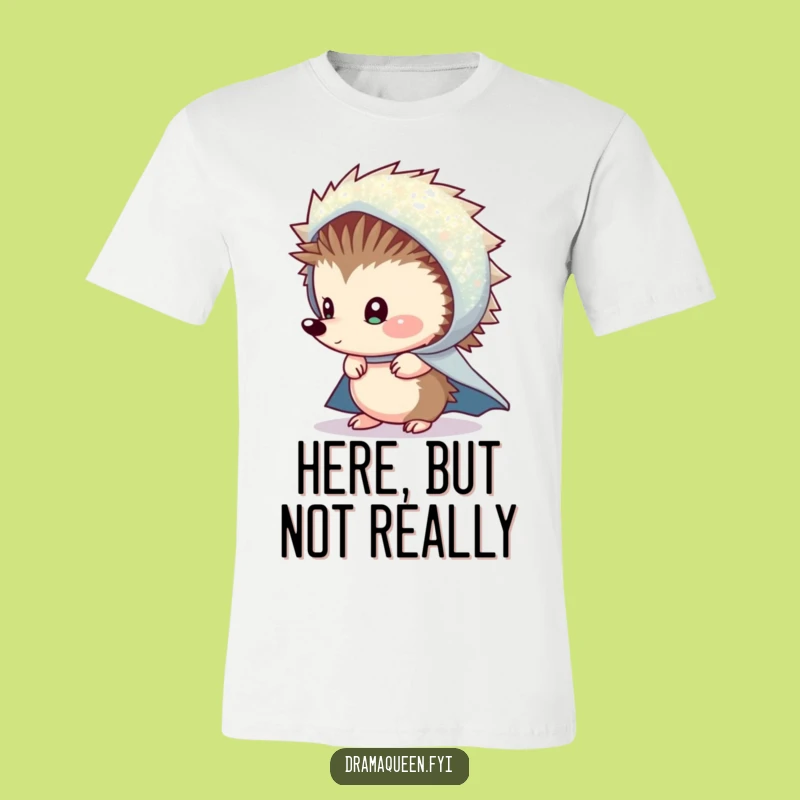 Funny Shy Hedgehog Cape T-Shirt: Mysterious Peeking Animal Tee, Ideal Funny Gift