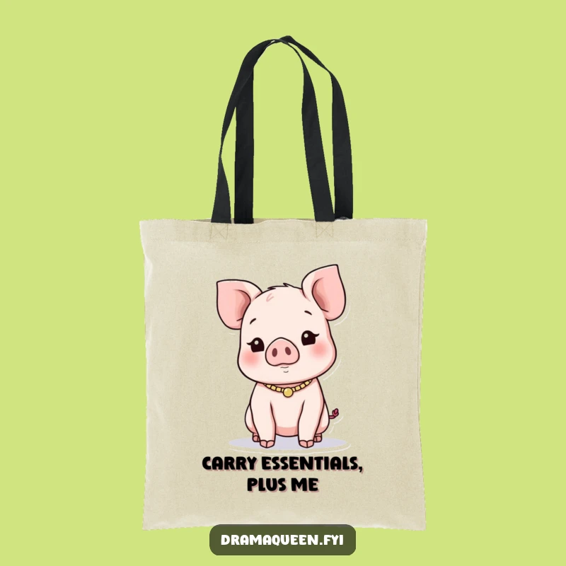 Funny Piglet Necklace Tote Bag: Playful Piglet Design, Perfect Eco-Friendly Funny Gift Bag