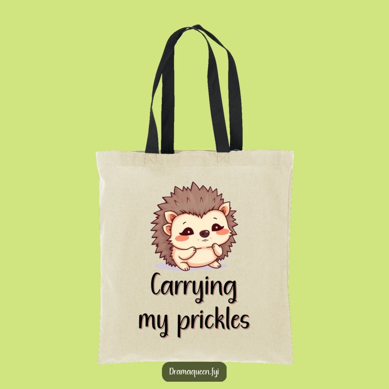 Funny Hedgehog Tote Bag - Flustered Quill Shaking Hedgehog, Practical and Hilarious Accessory