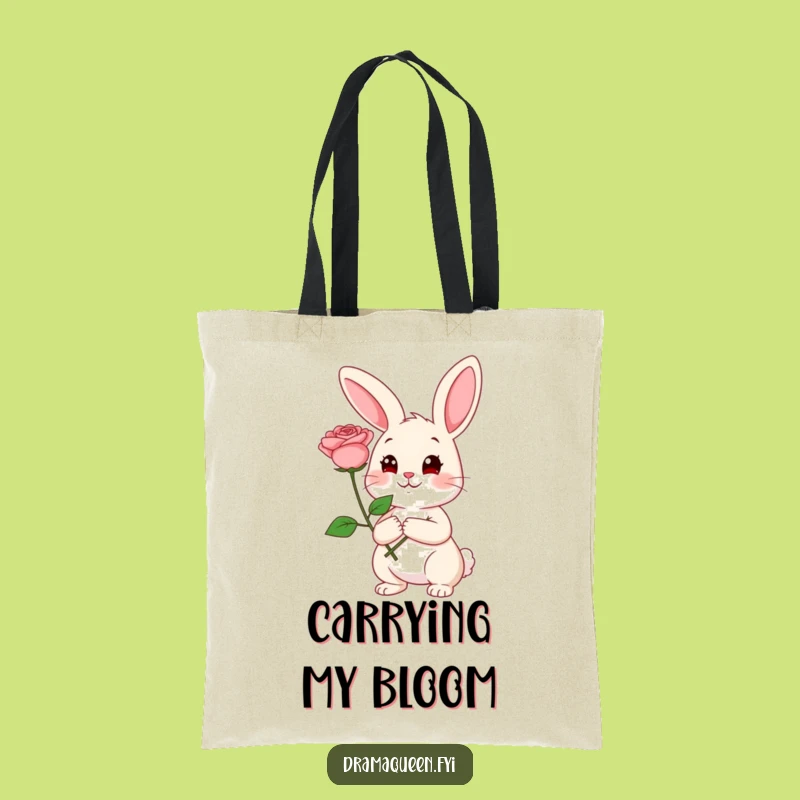 Funny Rabbit Rose Tote Bag: Coy Expression, Stylish & Funny Gift